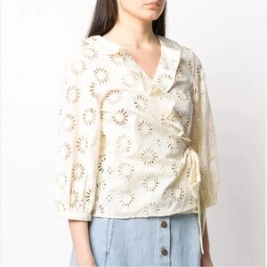 NWT BA&SH Bardo Wrap Blouse in Ecru - Size M (Brand Size is 2)
